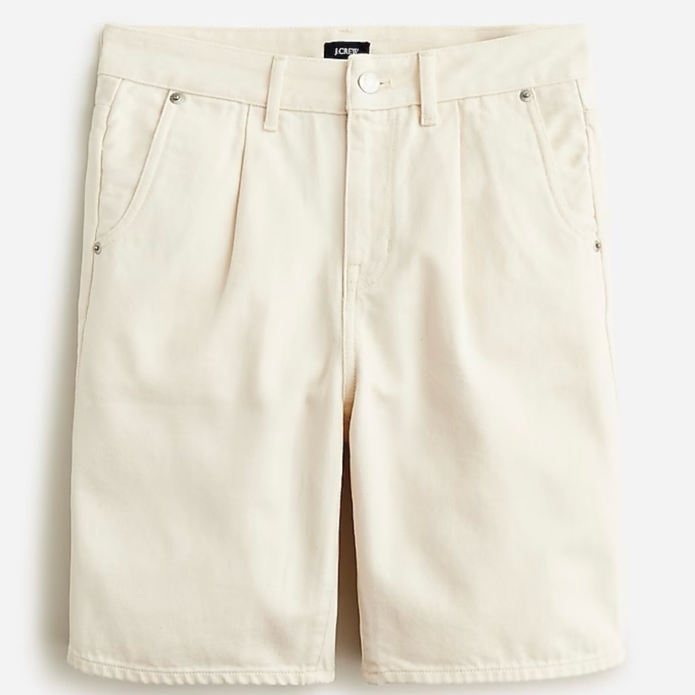 Midlength denim short in ecru